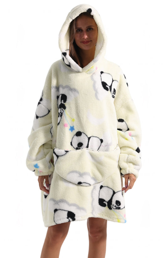 Bluza pufoasa de casa cu imprimeu panda PJM260-2