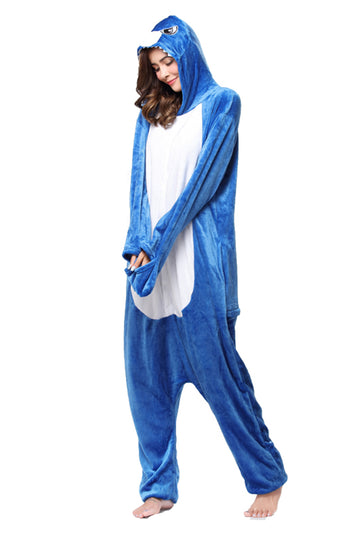 Pijama intreaga kigurumi model rechin albastru PJM57-441