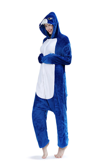 Pijama intreaga kigurumi model rechin albastru PJM57-441