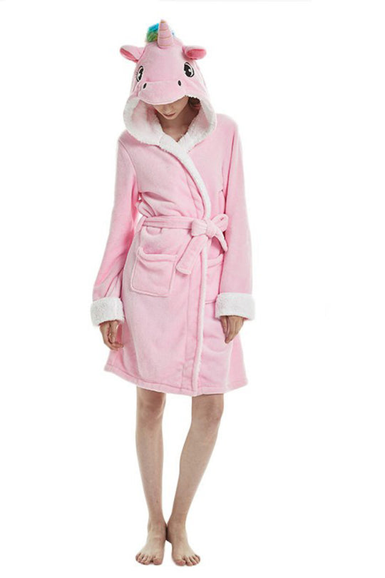 Halat pufos cu cordon in talie, model unicorn PJM68A-5