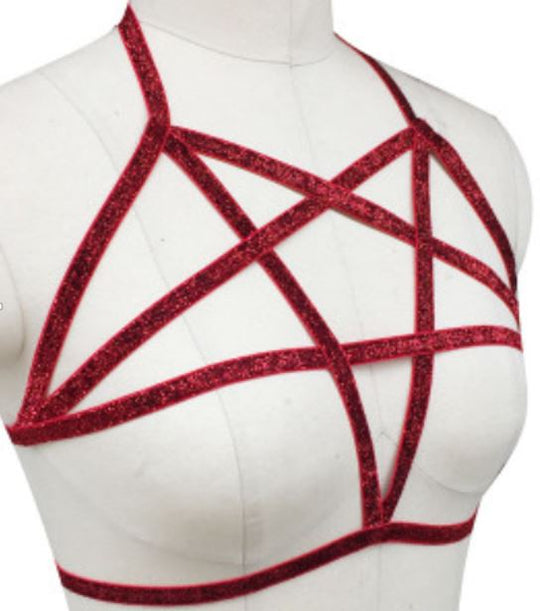 Ham fetish tip sutien din benzi elastice stralucitoare Q598A-3