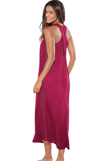 Q656-81 Rochie lunga de plaja cu plasa pe laterale