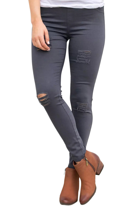 Pantaloni din denim cu taieturi si buzunare Q696-181