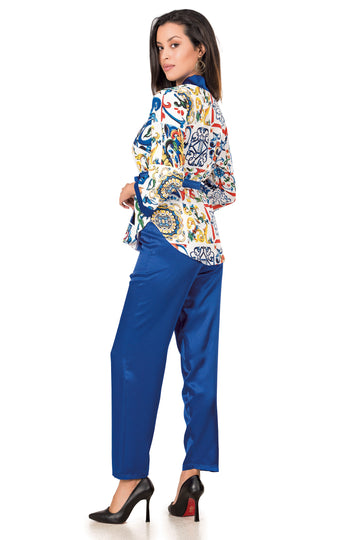 Set 3 piese lenjerie tip pijama casual din material satinat Q762-4