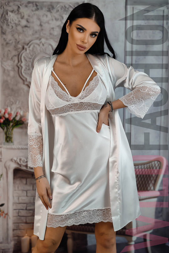 R886-2 Compleu elegant din 2 piese din material satinat fin la atingere R886D-2