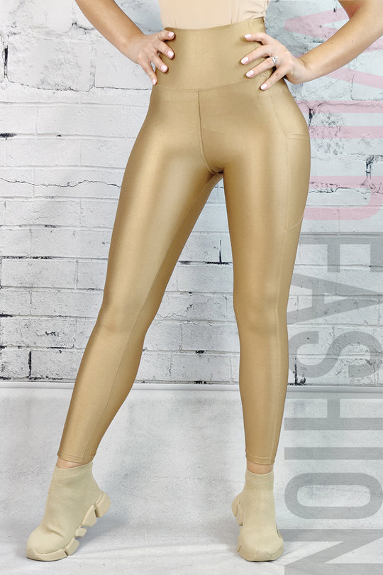 Colanti casual cu talie inalta cu buzunare pe laterale R943RR-7