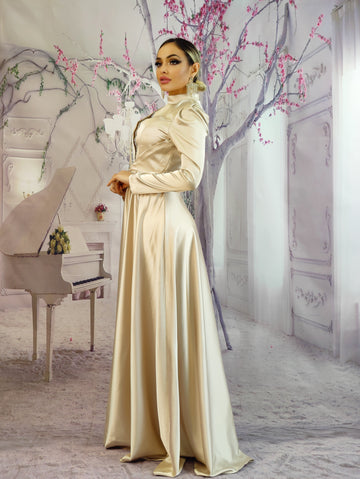 Rochie eleganta lunga din material satinat R958-15