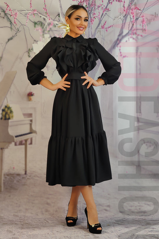 Rochie eleganta cu volanase ci maneci lungi R959-1