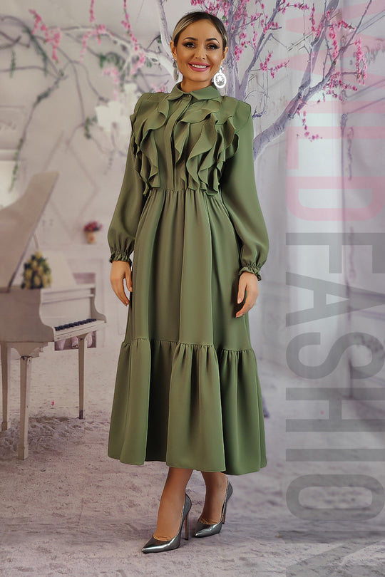 Rochie eleganta cu volanase ci maneci lungi R959A-12