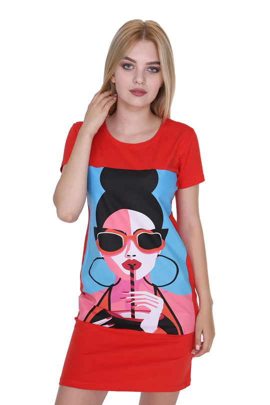 Rochie scurta cu imprimeu colorat S282-3