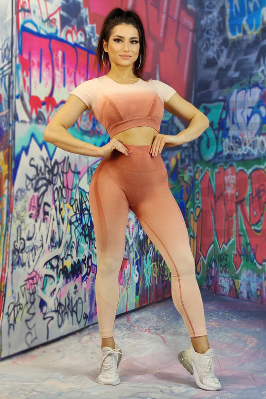 Set 2 piese compleu sport din bustiera si colanti cu push-up S340B-58