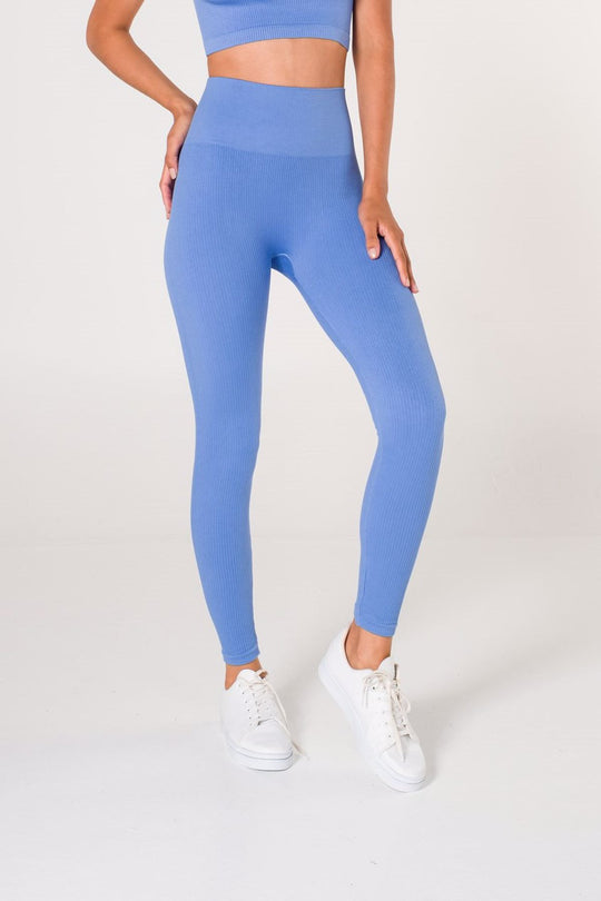 Colanti sport cu talie inalta din material elastic reiat S424-4