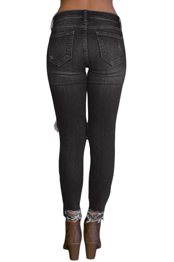Blugi skinnny cu aspect Destroyed S687-1