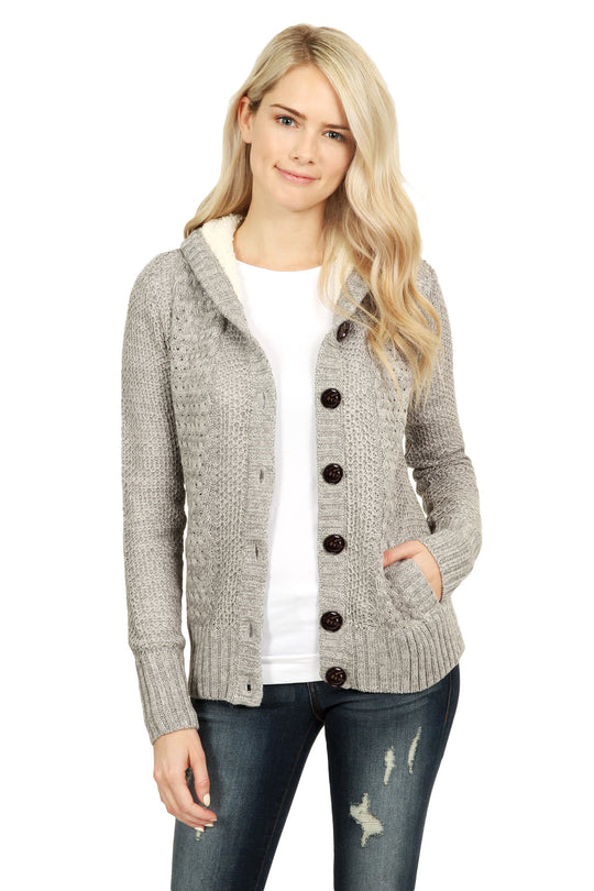 Cardigan cu gluga si buzunare laterale S715-18