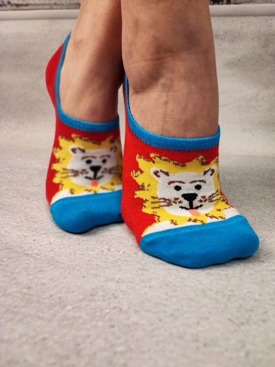 Sosete invizibile tip talpici din bumbac model leu STK465-3