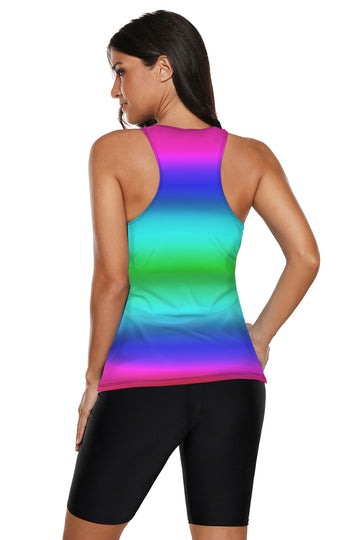 Costum de baie in doua piese model tankini cu print ombre SW1808-100