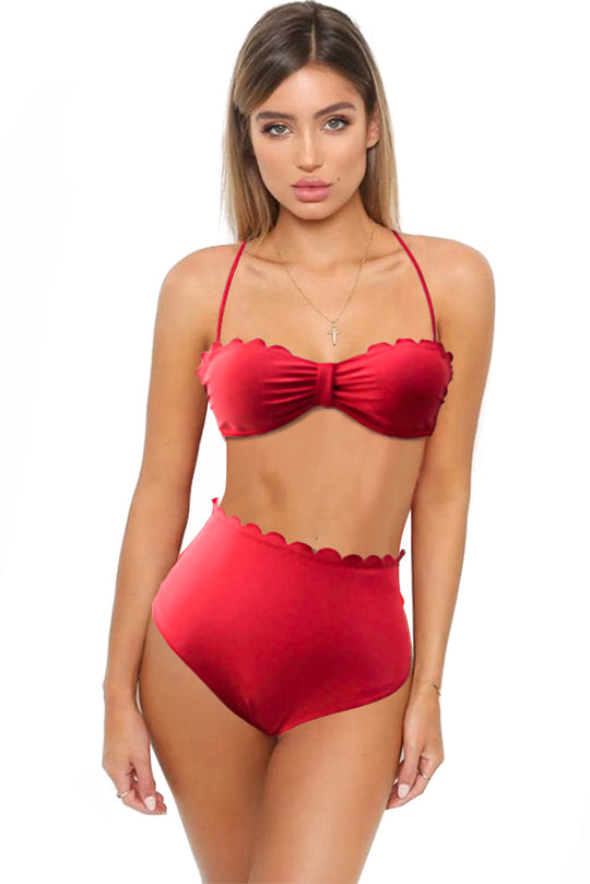 Costum de baie in doua piese cu chilot talie inalta SW1914-81