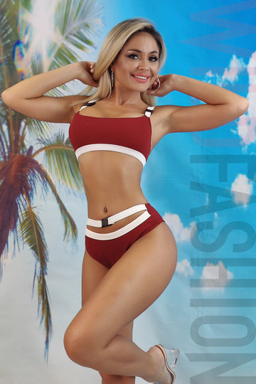 Costum de baie in 2 piese cu sutien tip bustiera SW1940RR-821