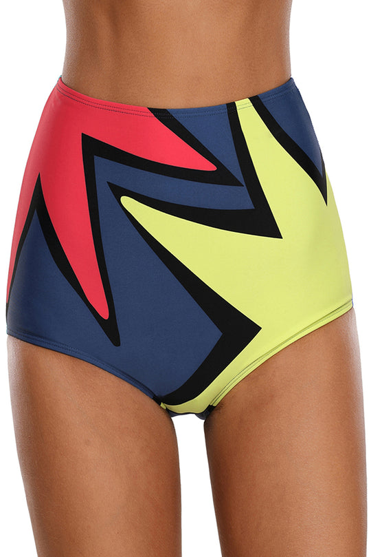 Slip de baie cu talie inalta si imprimeu colorat SW2017-100