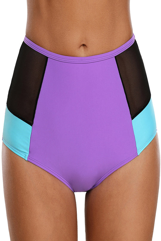 Slip de baie cu talie inalta si imprimeu colorat SW2018-10