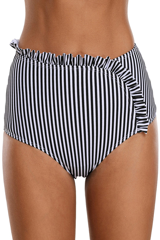 Slip de baie cu volnase si talie inalta SW2019P-1122