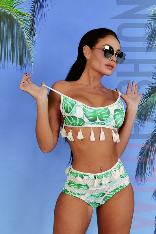 Costum de baie in 2 piese model cu ciucuri SW2407-11121