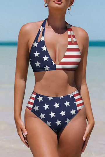 Costum de baie in2 piese model cu print steag USA SW2440-43