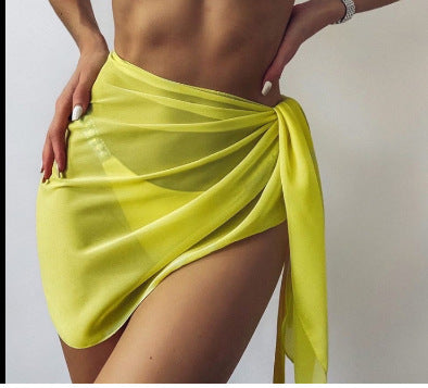 Esarfa vaporoasa de plaja din material semitransparent galben SW2552-9