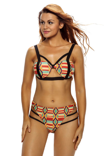 Costum de baie colorat in doua piese - African Print SW844