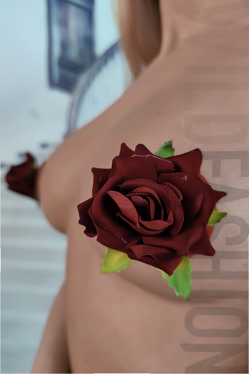TE172-232 Accesorii fetish pentru sani cu silicon si trandafiri 3D