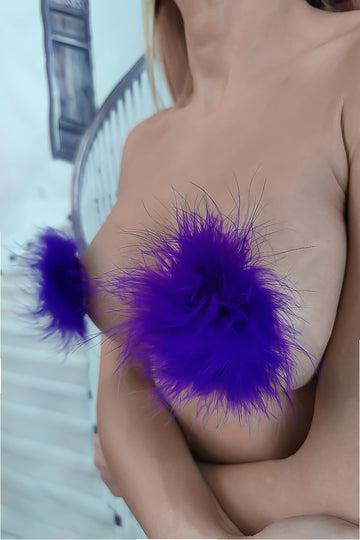 Accesorii fetish pentru sani din silicon cu puf TE28-11