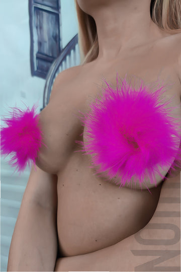 Accesorii fetish pentru sani din silicon cu puf TE28-55