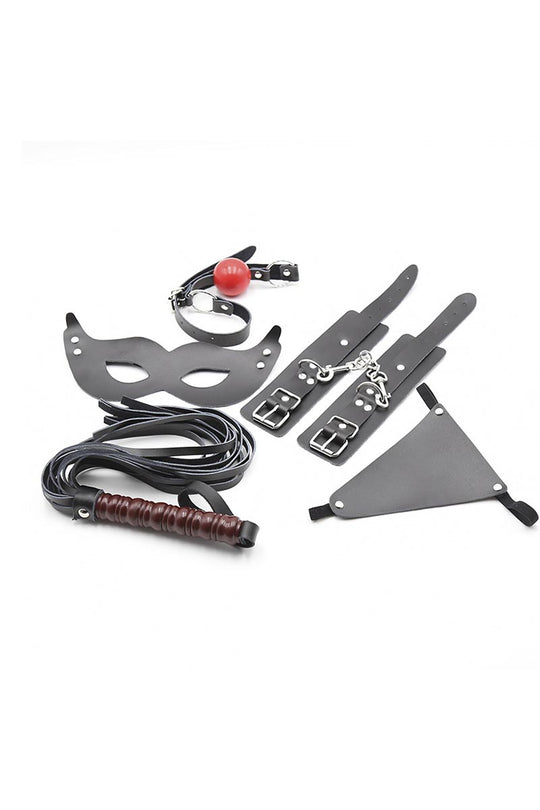 Set fetish 5 piese din piele ecologica captusita cu material fin, Negru, Universala, TOY209-1