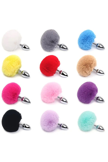 Plug Anal din metal model coada de iepure pufoasa TOY289-55