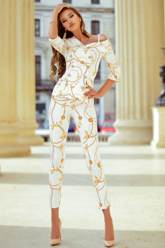 Pantaloni cu imprimeu cu lanturi U285A-29