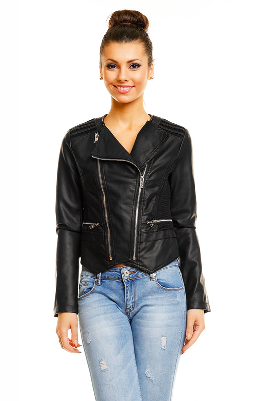 Jacheta scurta din imitatie piele U590-1