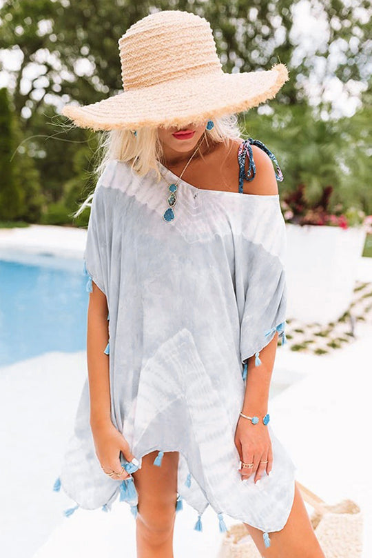 U762-18 Tunica de plaja din material lejer cu print multicolor