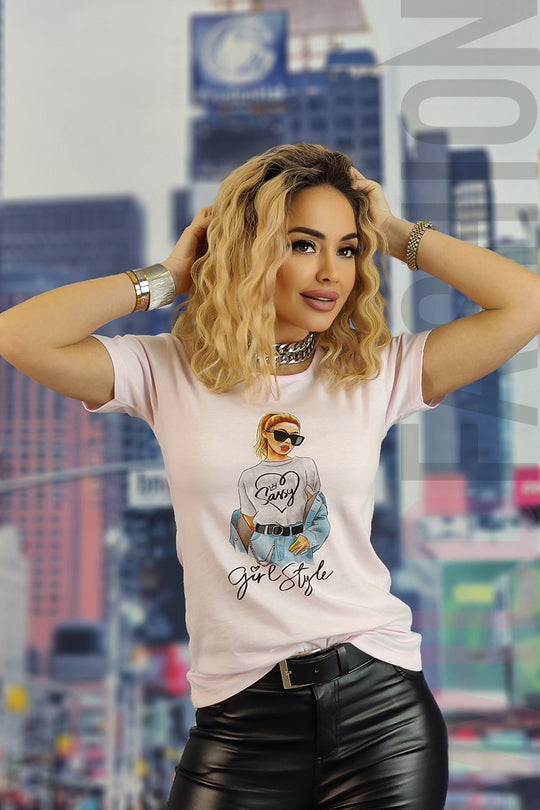 Tricou casual cu imprimeu si mesaj U835-5112