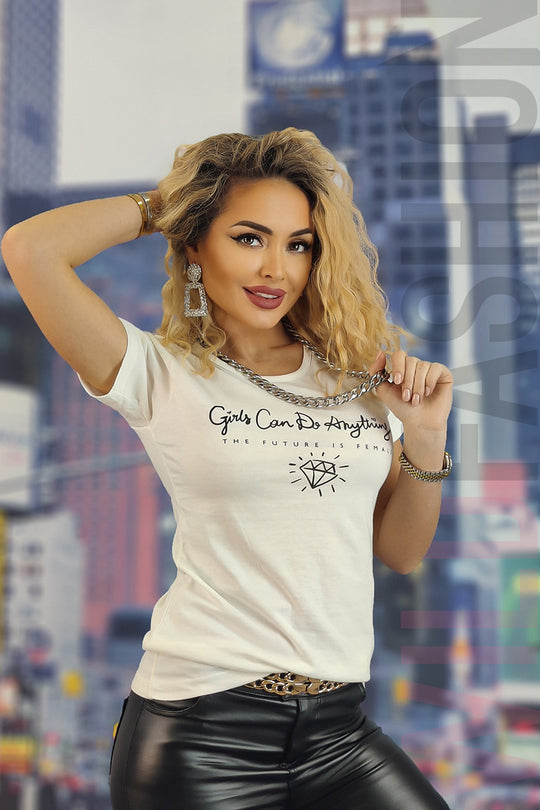 Tricou casual cu imprimeu text U841-2