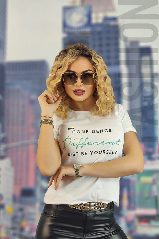 Tricou casual cu imprimeu text U848-2