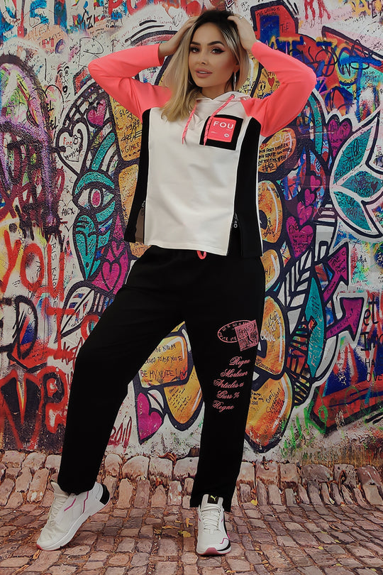 Compleu casual alcatuit din bluza cu gluga si pantaloni lungi U853-100