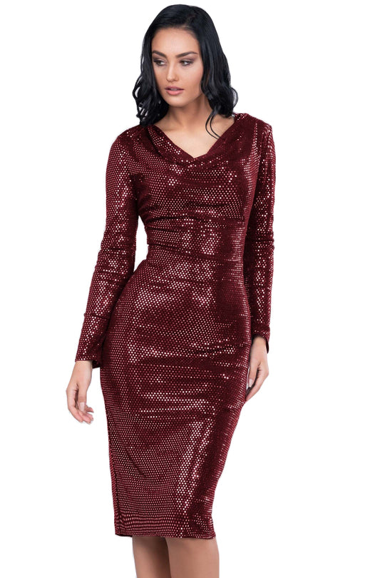 Rochie cu maneca lunga si decolteu rotund V368-2113