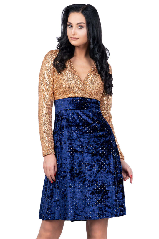 Rochie cu decolteu adanc in V si paiete V423-447