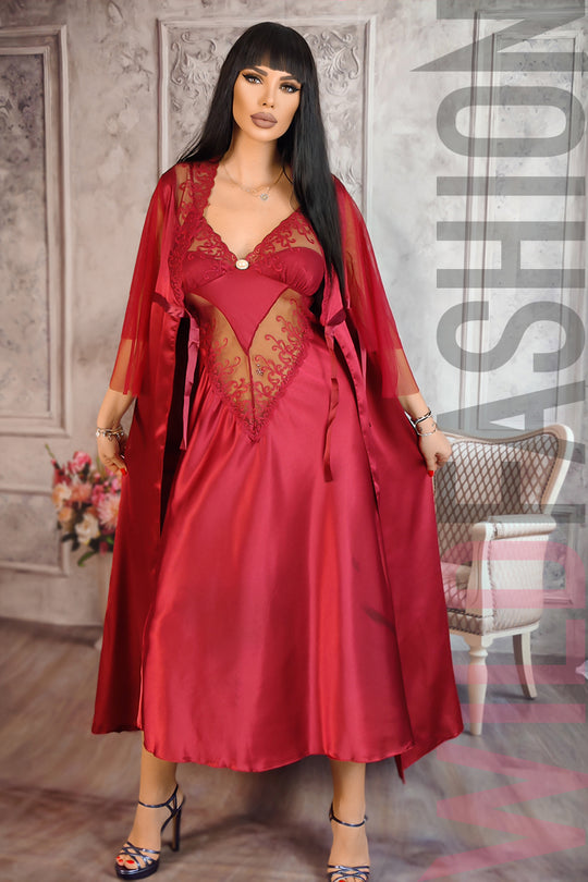 Set 2 piese lenjerie eleganta-sexy de seara din desu si halat V575-81