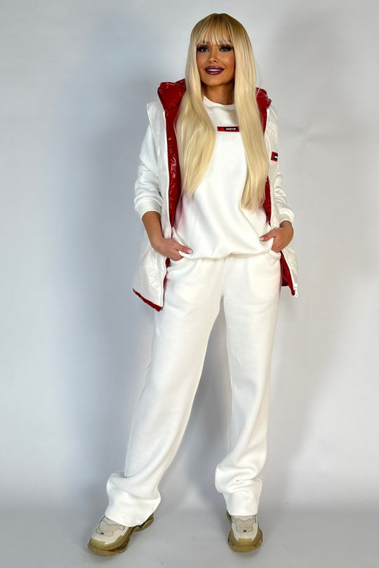 Compleu casual alcatuit din vesta cu material lucios si trening fashion OVERSIZE V623-23