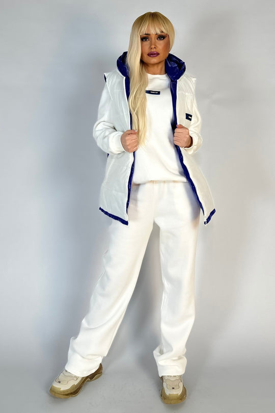 Compleu casual alcatuit din vesta cu material lucios si trening fashion OVERSIZE V623-4