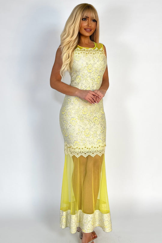 Rochie lunga eleganta cu material 3D, broderie, plasa si perle sintetice V634-100