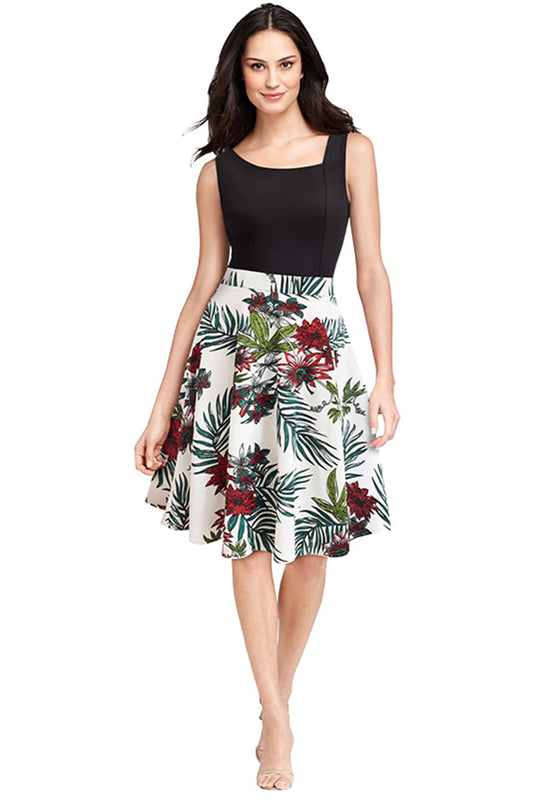 Rochie eleganta cu print floral tropical V805-1122