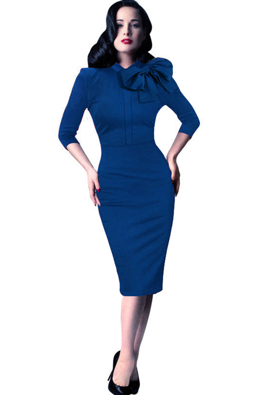 Rochie eleganta stil retro Rockabilly accesorizata cu funda ampla V850-4