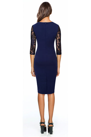 Rochie casual eleganta cu maneci dantela si aspect bodycon V863-4